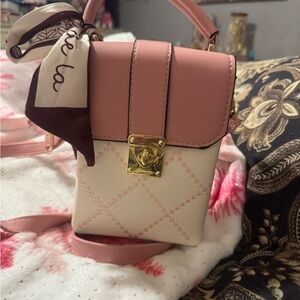 Elegant Pink and Cream Women's Handbag